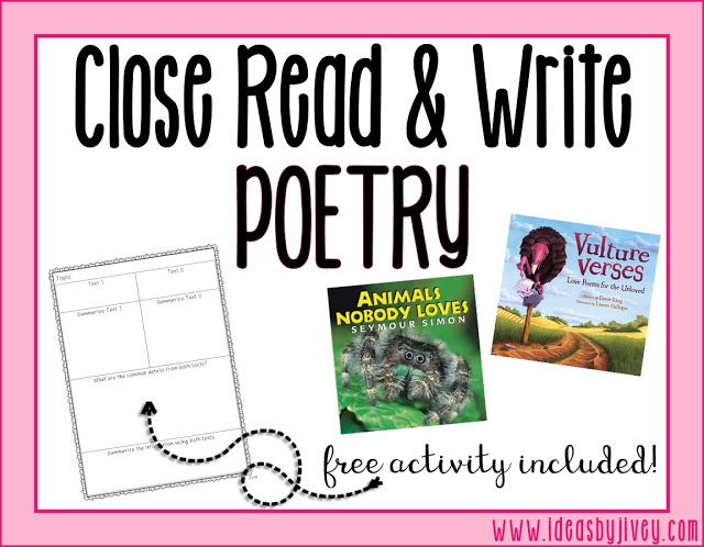 Ideas by Jivey shares ideas to use nonfiction texts to close read and practice paired texts, as well as work on writing poetry in upper elementary classrooms.