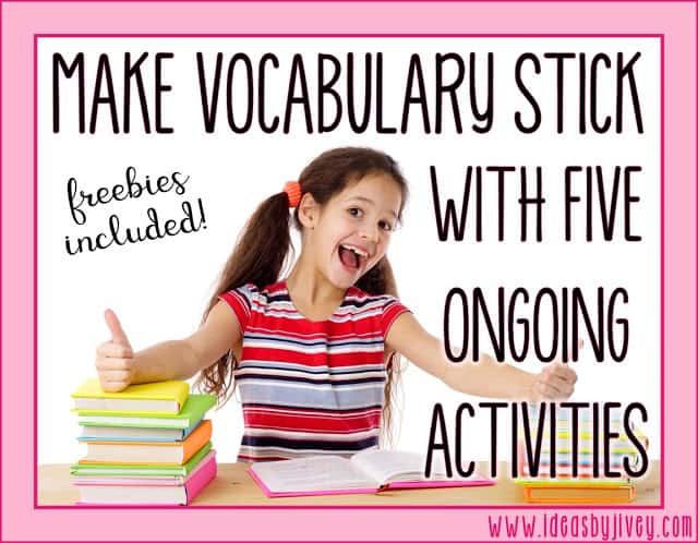 Vocabulary must be taught in context, and should be an ongoing process, in order for students to truly comprehend the words. Learn about five easy ways you can make vocabulary stick with your students.