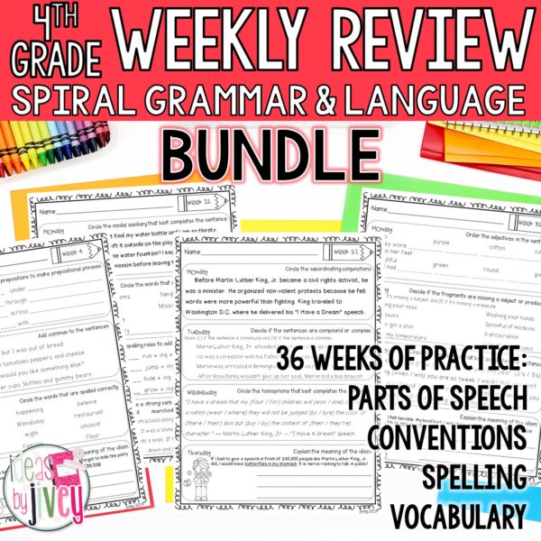 Grammar / Language Spiral Review BUNDLE (4th Grade)