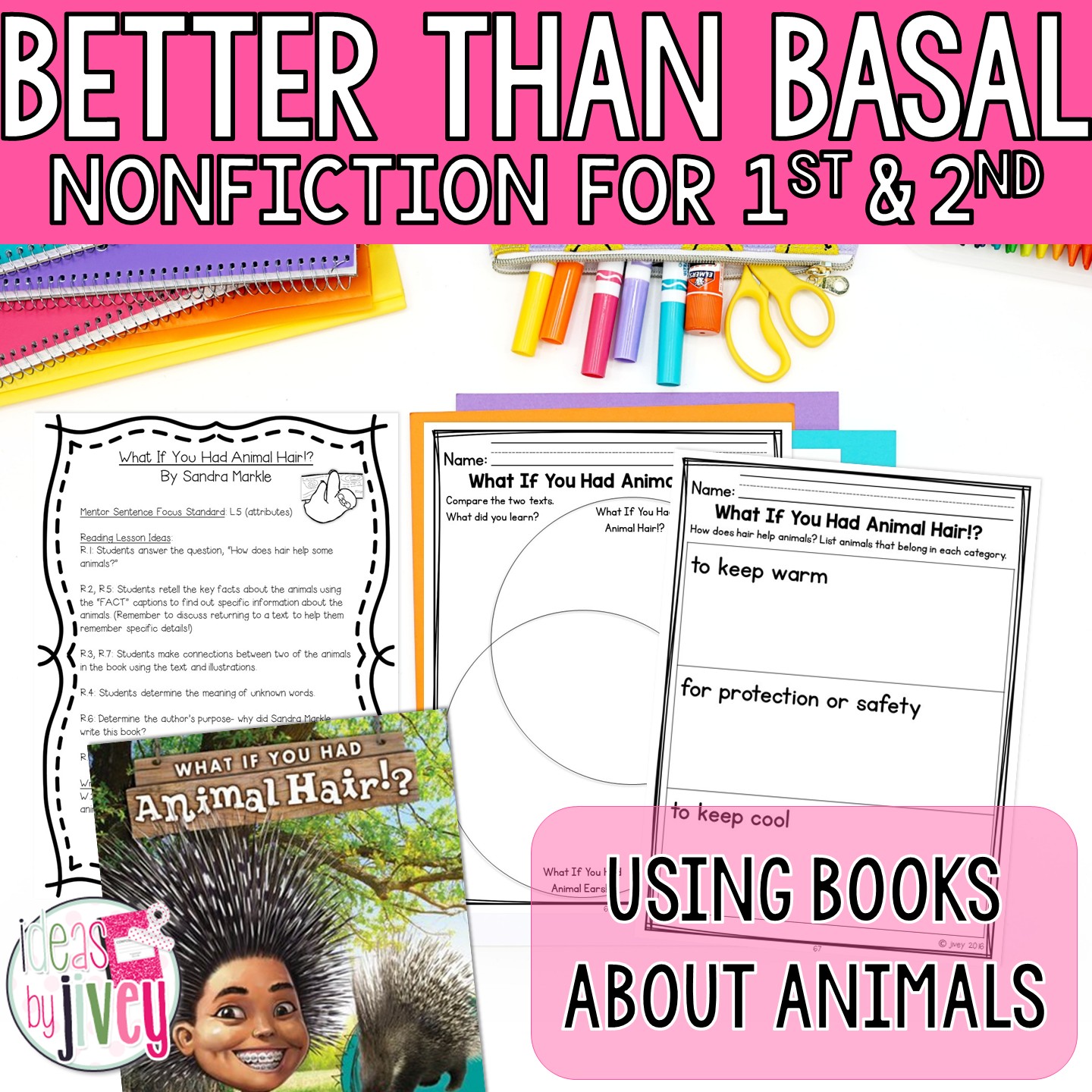 Animal graphic organizers and writing prompts for nonfiction books, 1st and 2nd grade