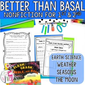 Nonfiction graphic organizers and writing prompts for weather, seasons, and the moon, 1st and 2nd grade