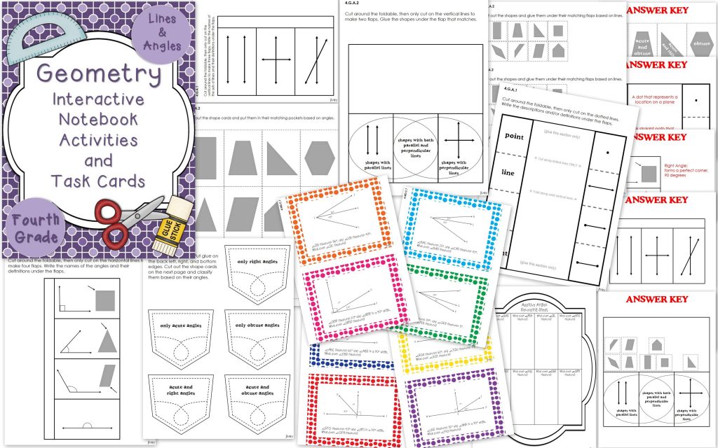 Geometry Interactive Notebook Activities and Task Cards (Lines and ...