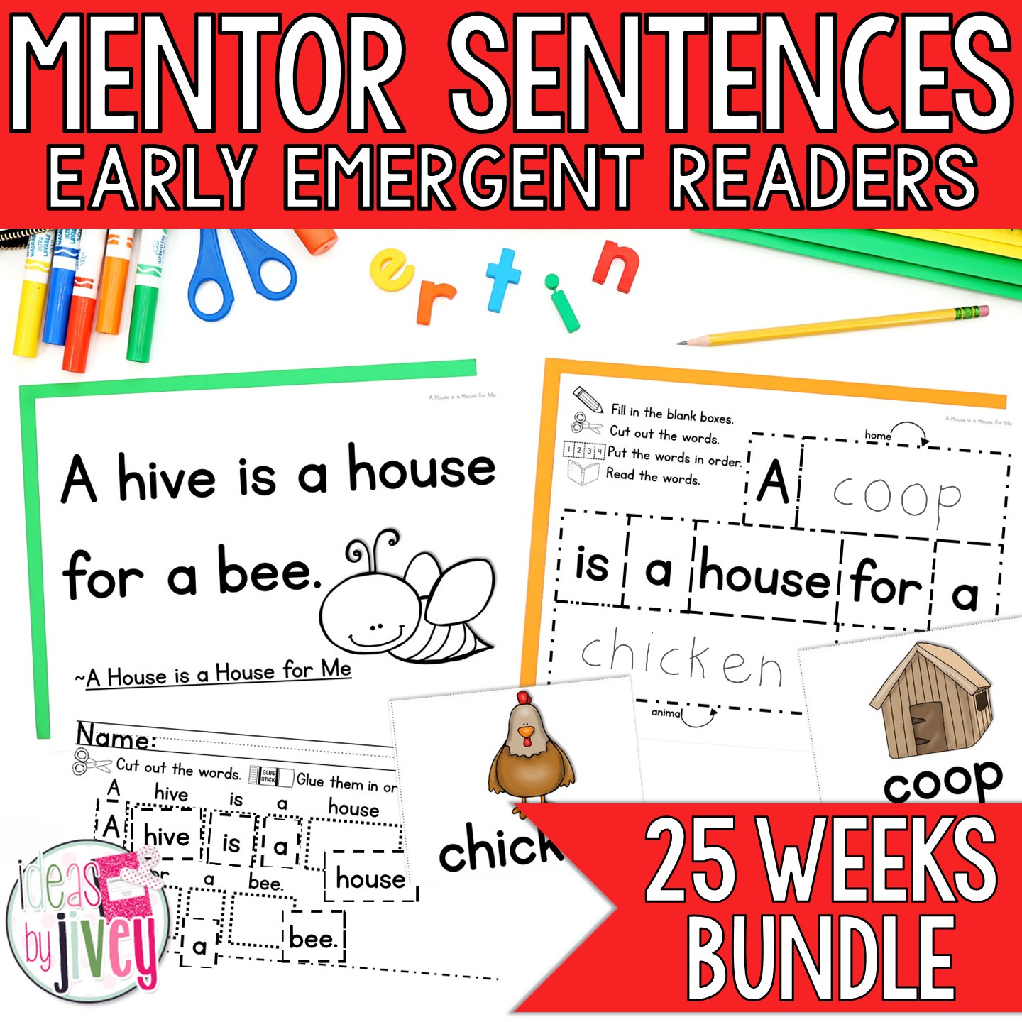 Build a sentence activity for Pre-K and Kindergarten mentor sentences