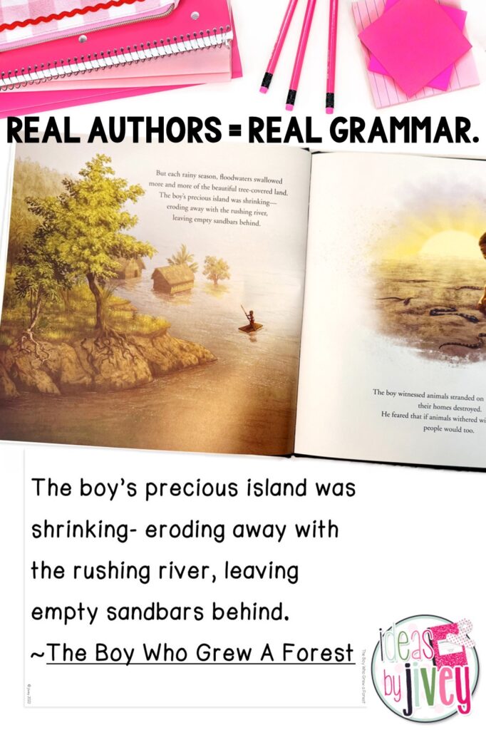 picture book used as mentor text showing mentor sentence example