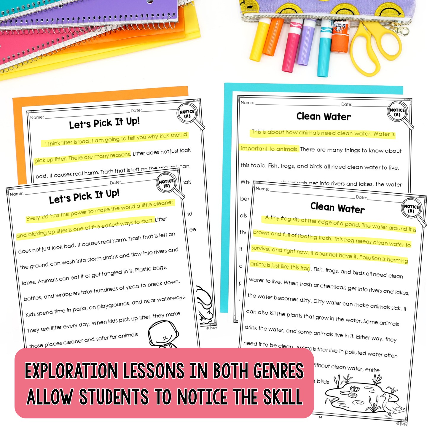Two versions of the same informational passage, one with a weak lead and one with a strong lead, for students to compare