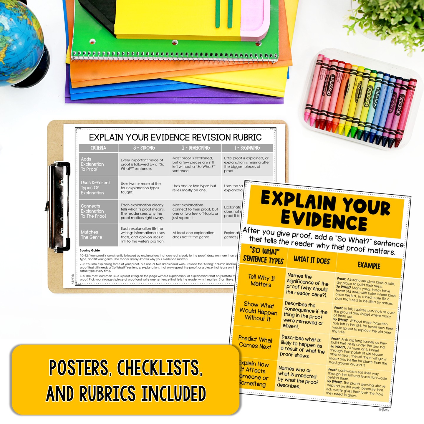 Explain Your Evidence poster and revision rubric, grades 2-3