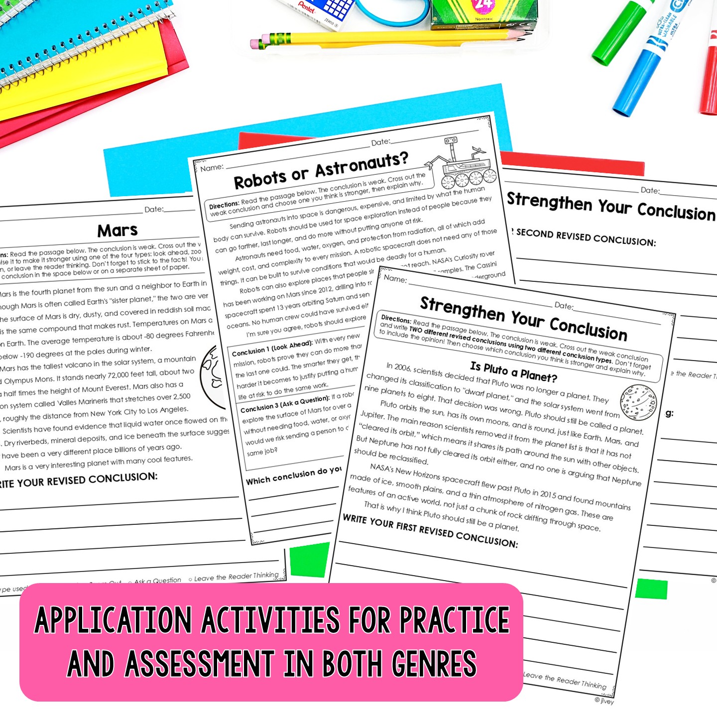 Application activity where students revise a passage with one strategy