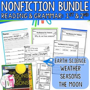 Reading and writing companion and mentor sentences unit included in the weather, seasons, and moon bundle