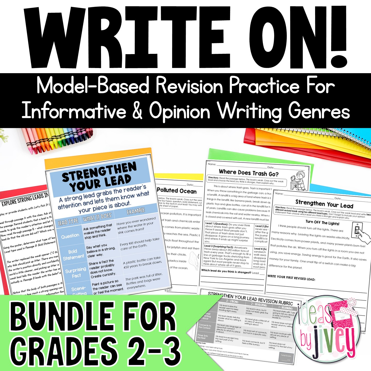 Writing revision activities bundle for 2nd and 3rd grade opinion and informational writing