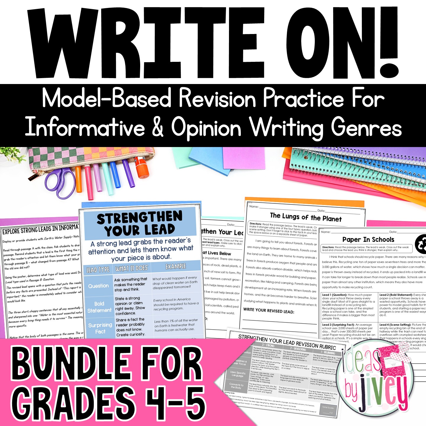 Writing revision activities bundle for 4th and 5th grade opinion and informational writing